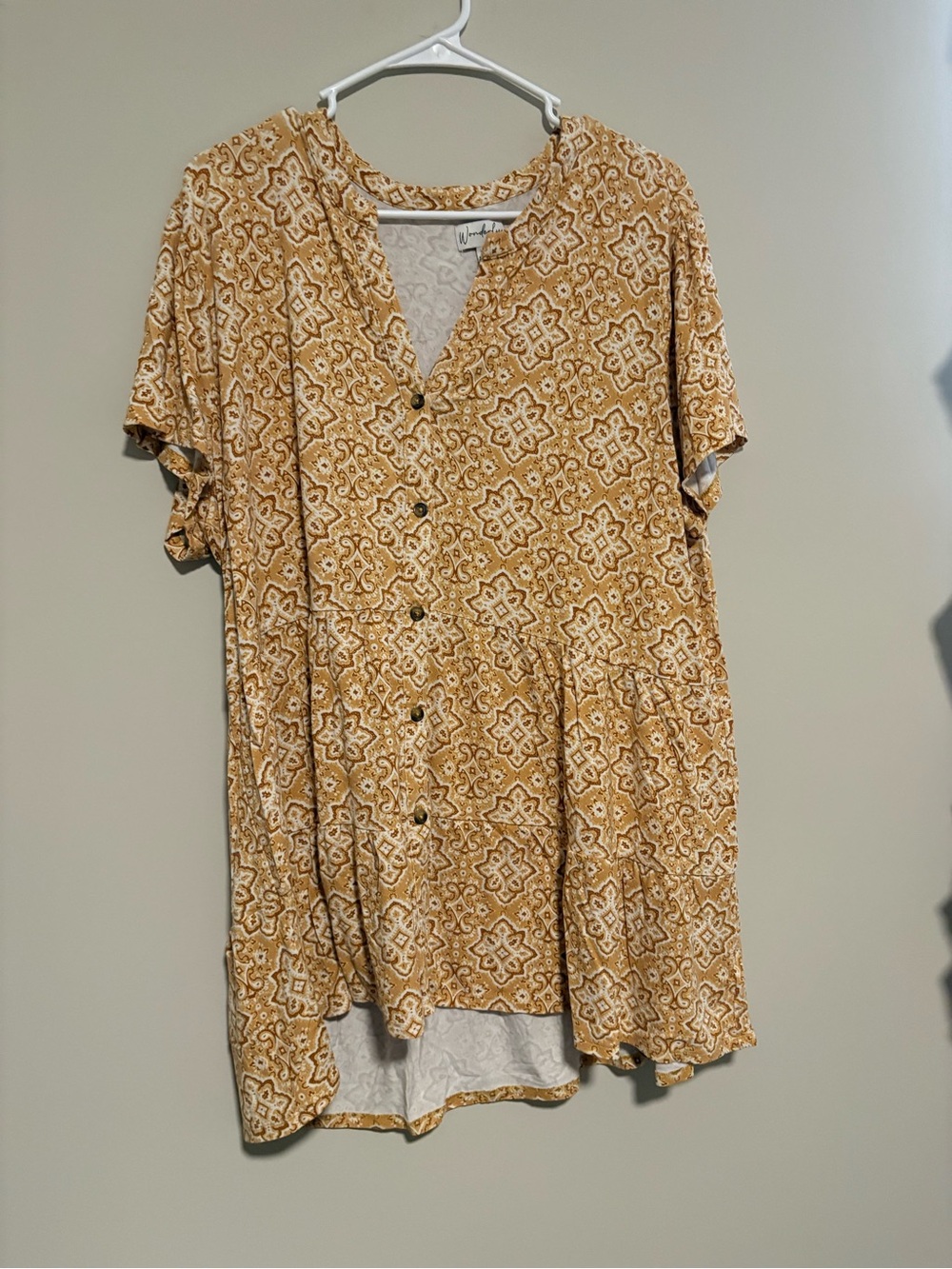 Wonderly Mustard Paisley Button-Front Tunic